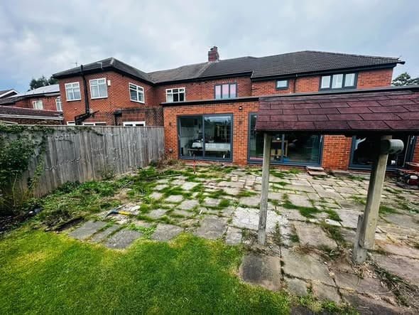 An overgrown garden before and after a gravel garden with pergola